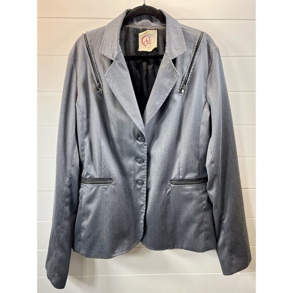 CHOR JACKET VINTAGE GRAY SZ XXL ZIPPER ACCENT BUTTONS WOOL BLEND Office Siren - Picture 1 of 9